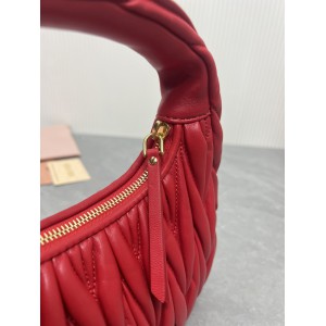Miu Miu red Wander Matelassé Satin Hobo Bag 23X13X7cm Bags