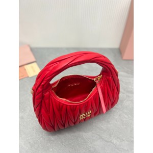 Miu Miu red Wander Matelassé Satin Hobo Bag 23X13X7cm Bags