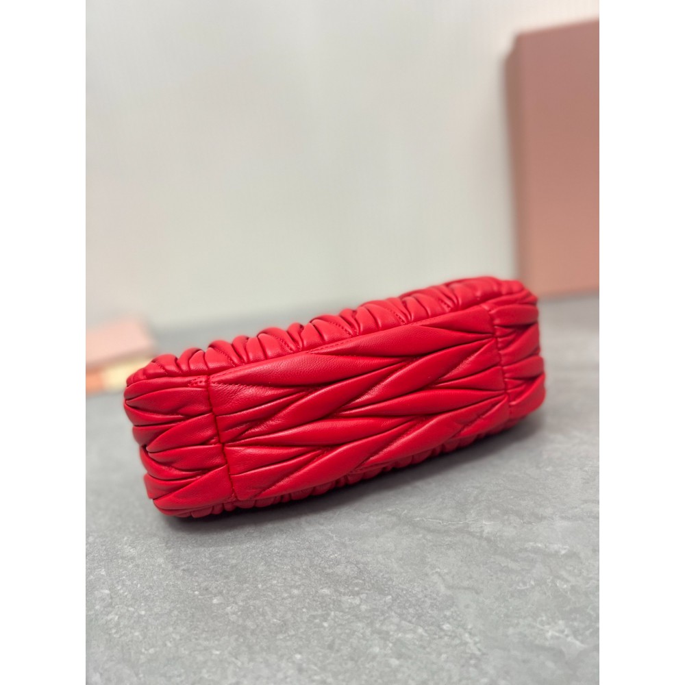 Miu Miu red Wander Matelassé Satin Hobo Bag 23X13X7cm Bags