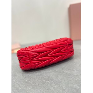 Miu Miu red Wander Matelassé Satin Hobo Bag 23X13X7cm Bags