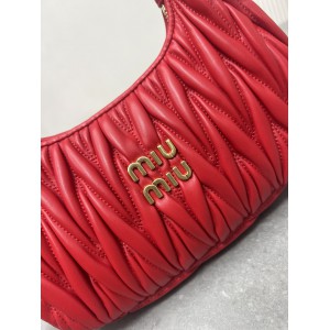 Miu Miu red Wander Matelassé Satin Hobo Bag 23X13X7cm Bags