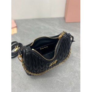 Miu Miu Black Matelassé Nappa Leather Shoulder Bag 21 x 16.5 x 5.5cm Bags