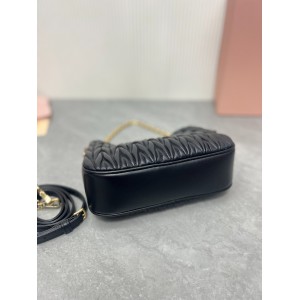 Miu Miu Black Matelassé Nappa Leather Shoulder Bag 21 x 16.5 x 5.5cm Bags
