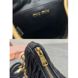Miu Miu Black Matelassé Nappa Leather Shoulder Bag 21 x 16.5 x 5.5cm Bags