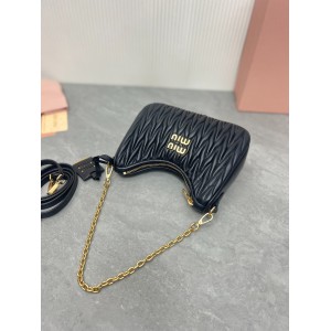 Miu Miu Black Matelassé Nappa Leather Shoulder Bag 21 x 16.5 x 5.5cm Bags