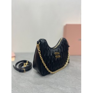 Miu Miu Black Matelassé Nappa Leather Shoulder Bag 21 x 16.5 x 5.5cm Bags