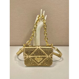 Prada Platinum Satin Mini-bag With Crystals 17x11.5x6.5cm Bags