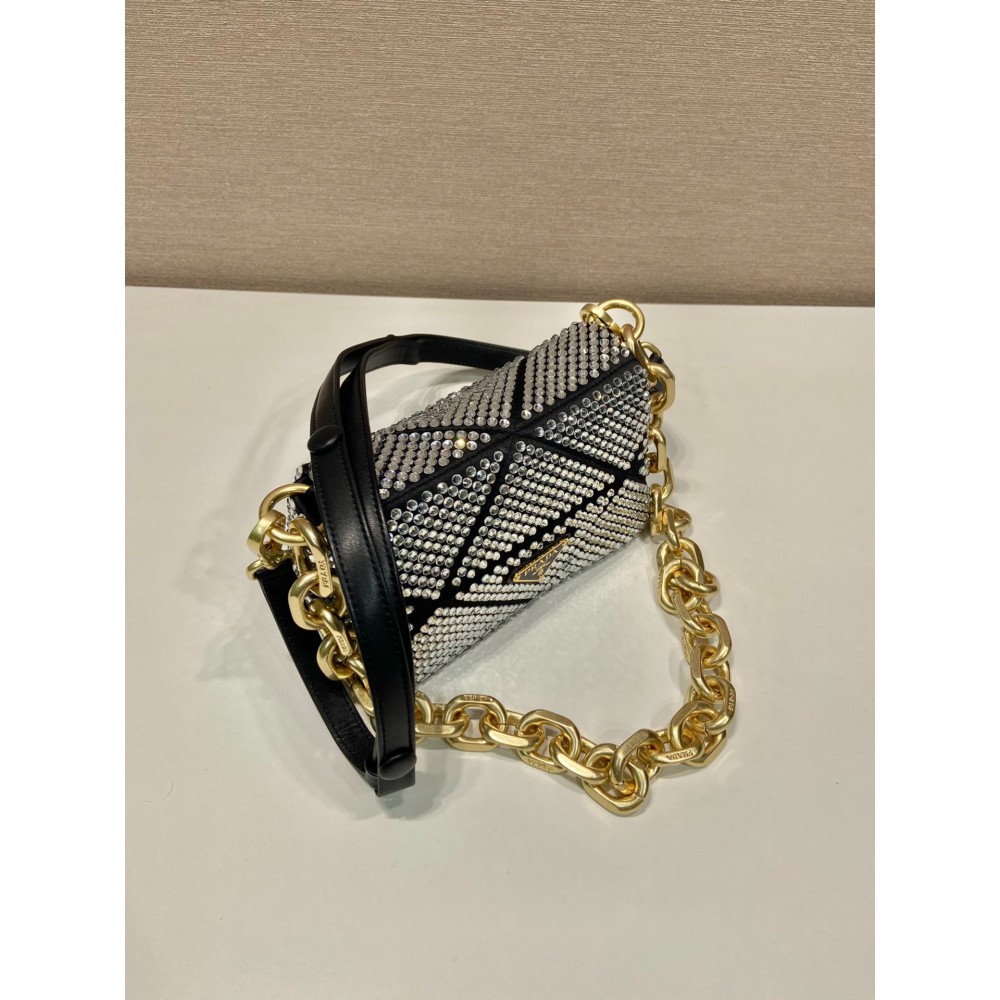 Prada Platinum Satin Mini-bag With Crystals 17x11.5x6.5cm Bags