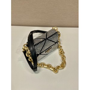 Prada Platinum Satin Mini-bag With Crystals 17x11.5x6.5cm Bags
