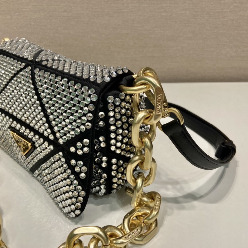 Prada Platinum Satin Mini-bag With Crystals 17x11.5x6.5cm Bags