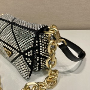 Prada Platinum Satin Mini-bag With Crystals 17x11.5x6.5cm Bags