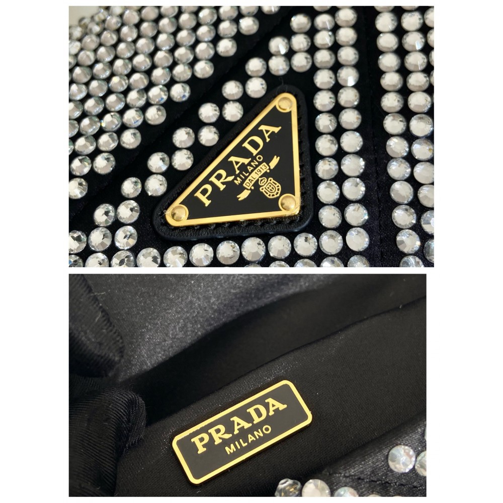 Prada Platinum Satin Mini-bag With Crystals 17x11.5x6.5cm Bags