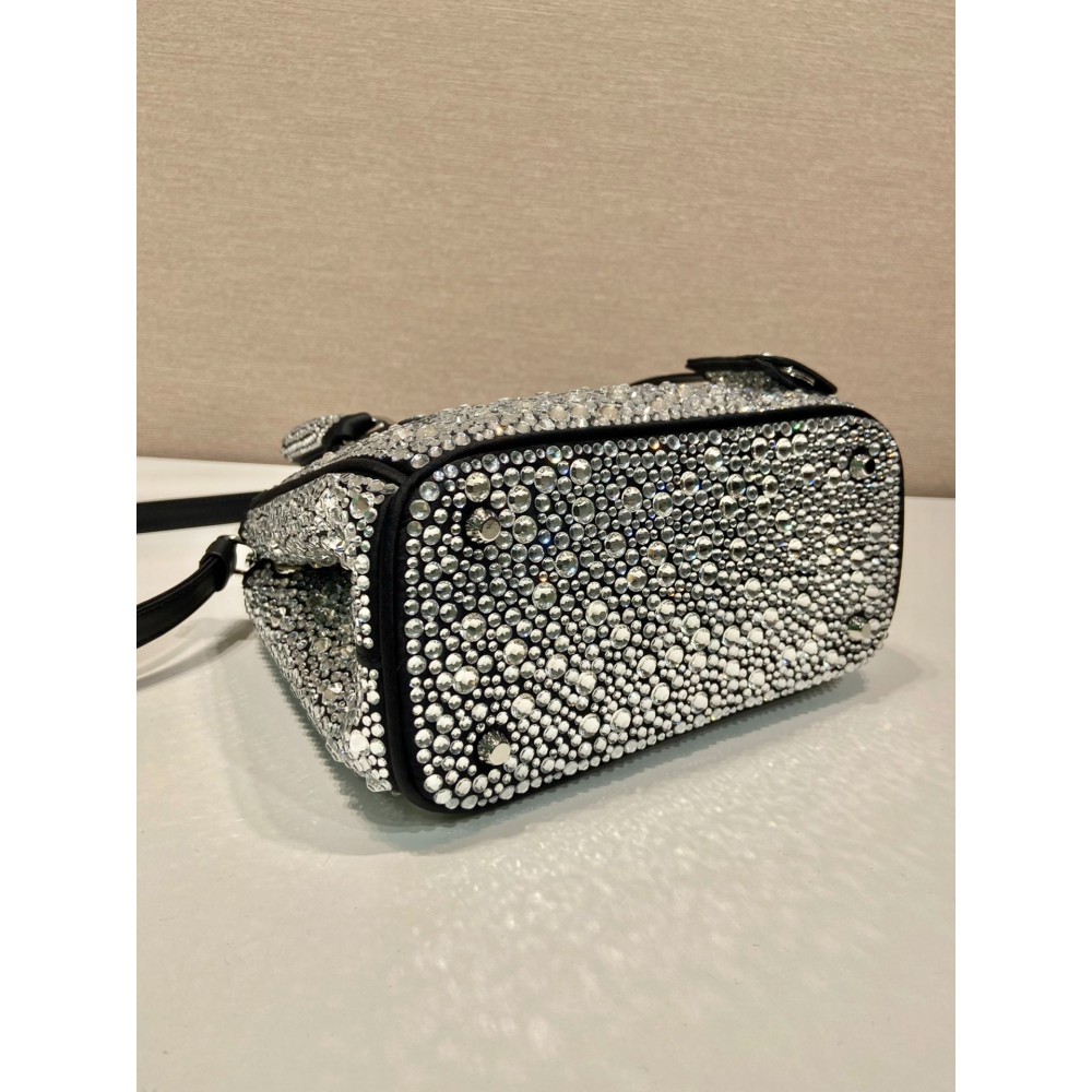 Prada Platinum Prada Galleria Satin Mini-bag With crystals 20x15x9.5cm Bags