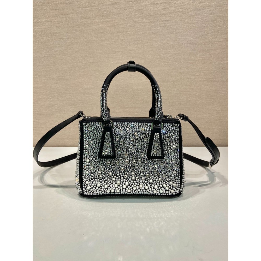 Prada Platinum Prada Galleria Satin Mini-bag With crystals 20x15x9.5cm Bags
