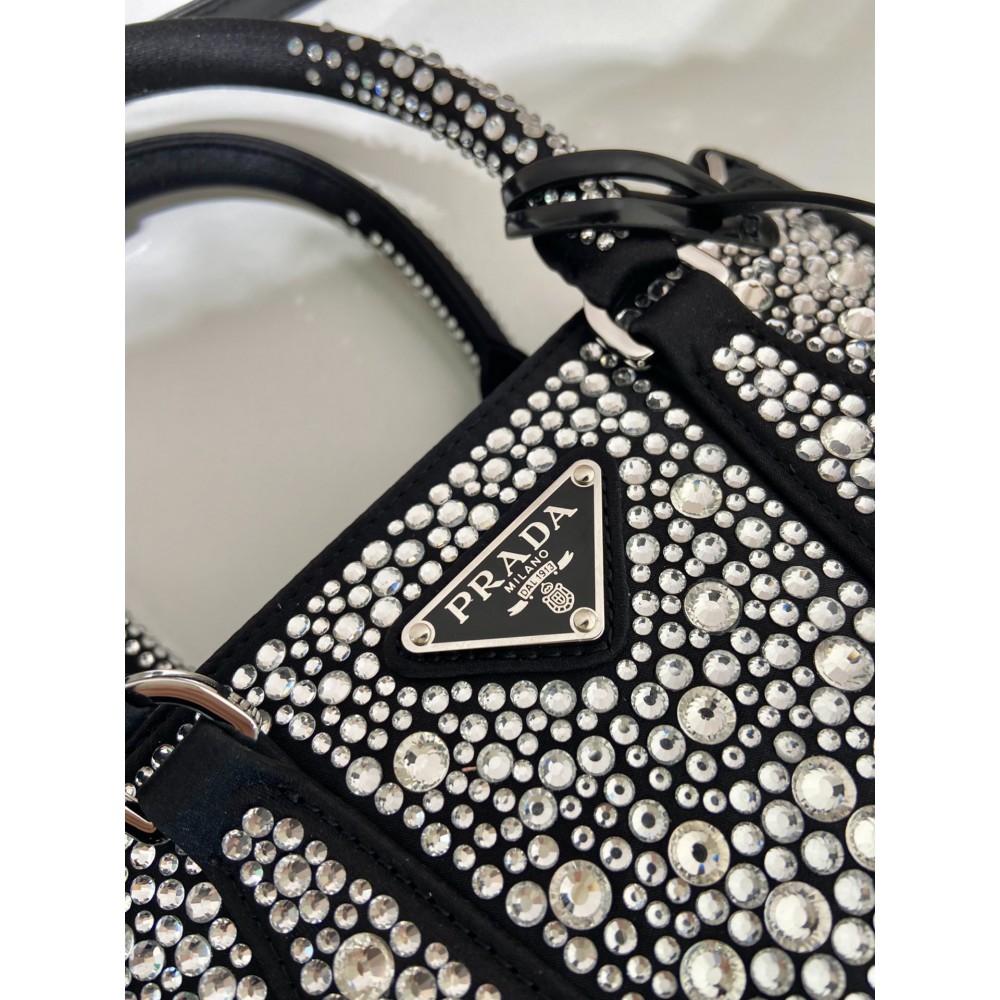 Prada Platinum Prada Galleria Satin Mini-bag With crystals 20x15x9.5cm Bags