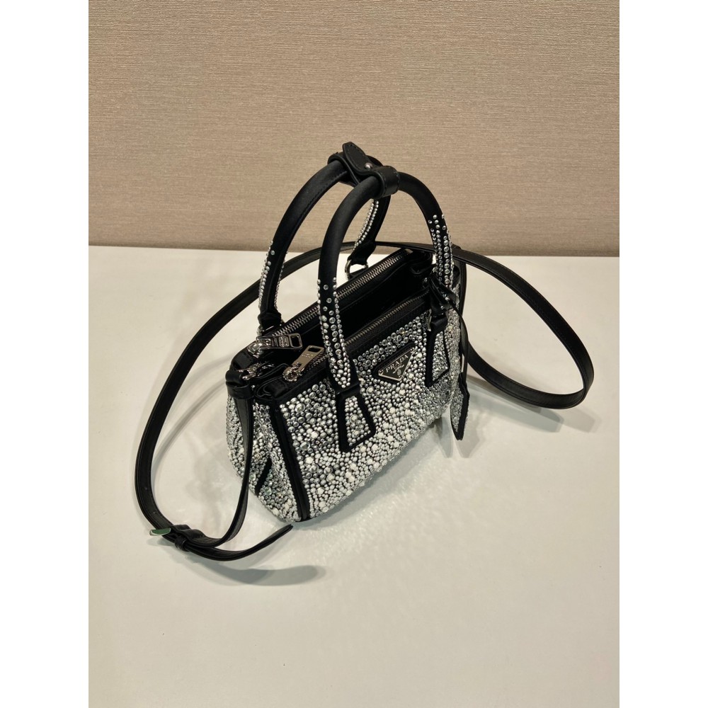 Prada Platinum Prada Galleria Satin Mini-bag With crystals 20x15x9.5cm Bags