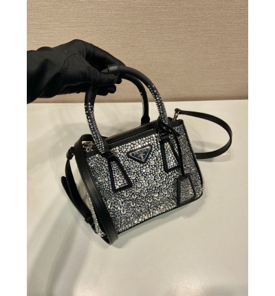 Prada Platinum Prada Galleria Satin Mini-bag With crystals 20x15x9.5cm