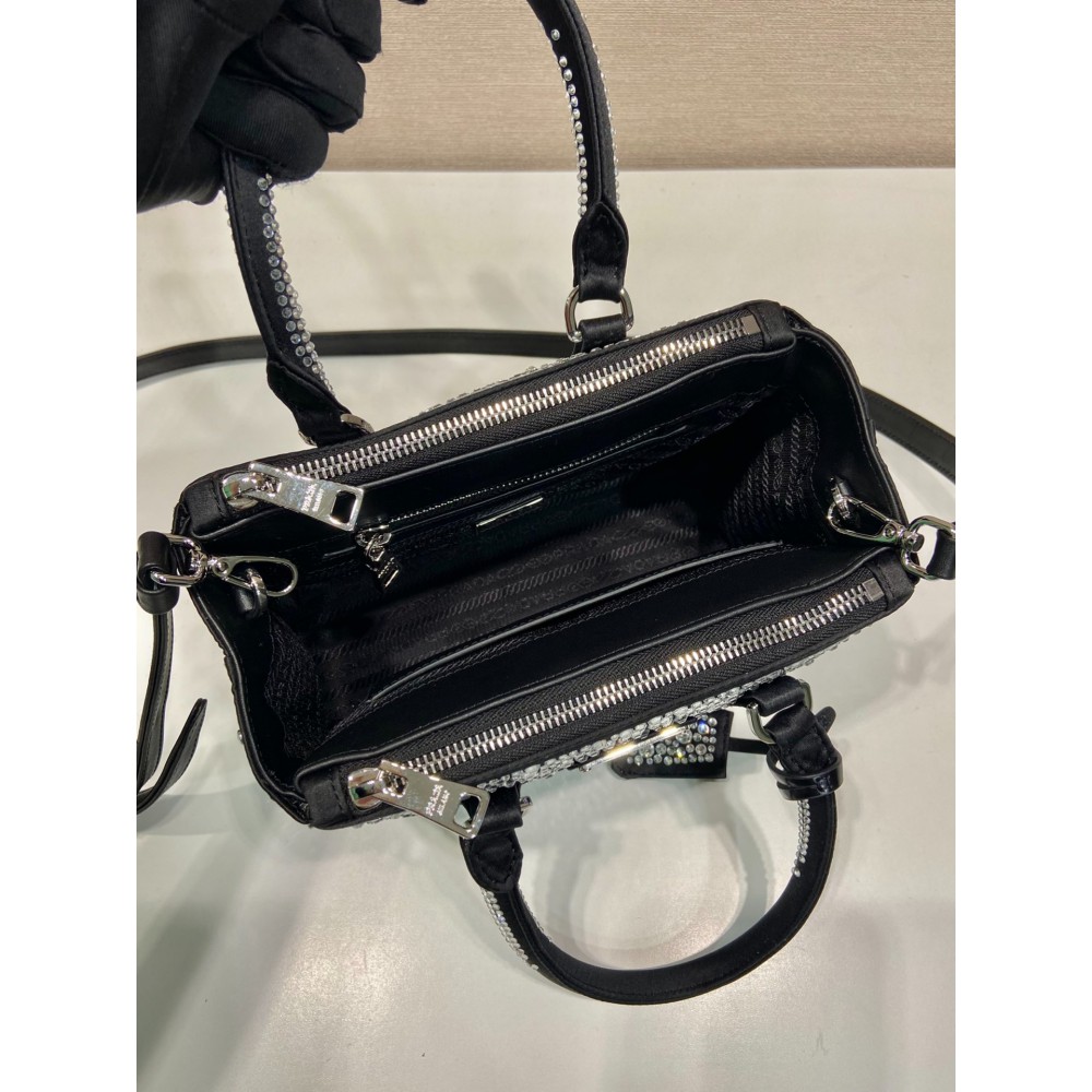 Prada Platinum Prada Galleria Satin Mini-bag With crystals 20x15x9.5cm Bags