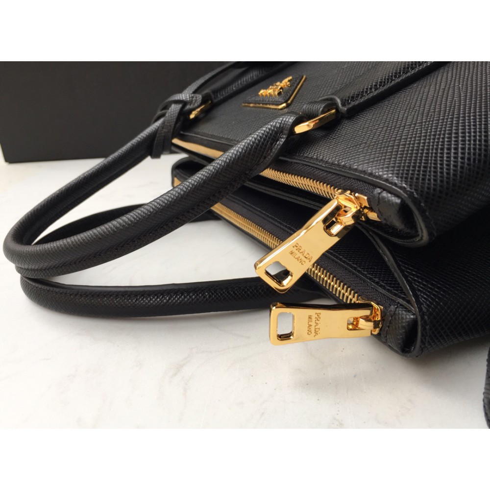Prada Ladies Galleria Saffiano Leather Bag 31 cm x H: 22.5 cm x D: 13.5 black Bags