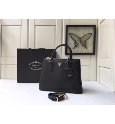Prada Ladies Galleria Saffiano Leather Bag 31 cm x H: 22.5 cm x D: 13.5 black