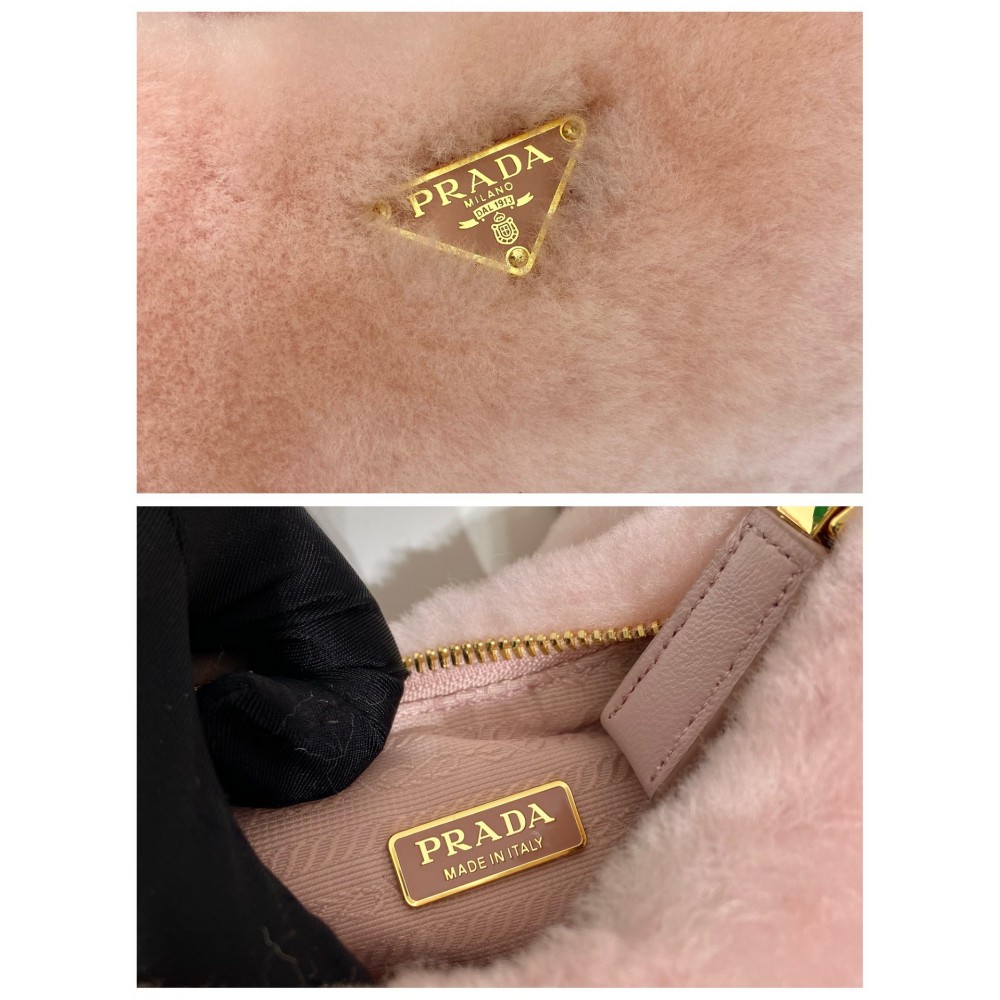 Prada Cornflower Prada Re-edition Shearling Mini-bag pink Bags