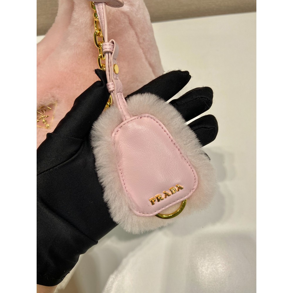 Prada Cornflower Prada Re-edition Shearling Mini-bag pink Bags
