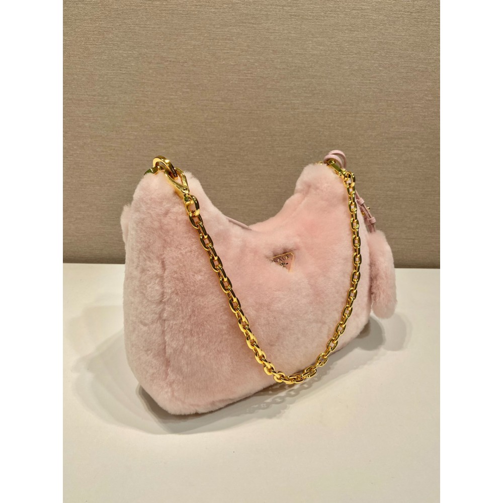 Prada Cornflower Prada Re-edition Shearling Mini-bag pink Bags