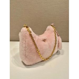 Prada Cornflower Prada Re-edition Shearling Mini-bag pink Bags
