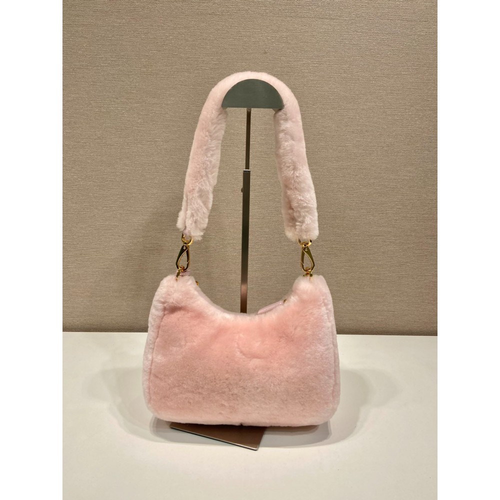 Prada Cornflower Prada Re-edition Shearling Mini-bag pink Bags