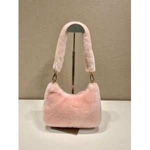 Prada Cornflower Prada Re-edition Shearling Mini-bag pink Bags