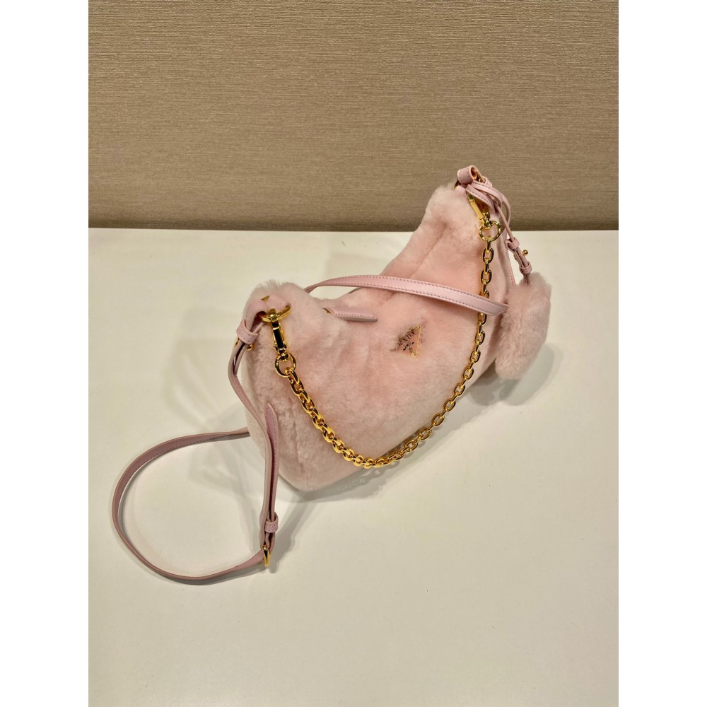 Prada Cornflower Prada Re-edition Shearling Mini-bag pink Bags