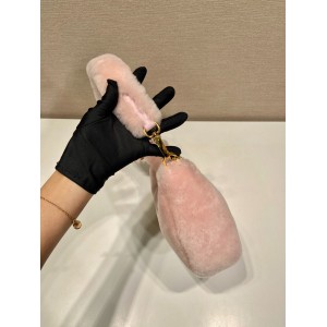 Prada Cornflower Prada Re-edition Shearling Mini-bag pink Bags