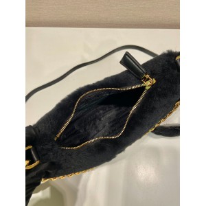 Prada Cornflower Prada Re-edition Shearling Mini-bag black Bags