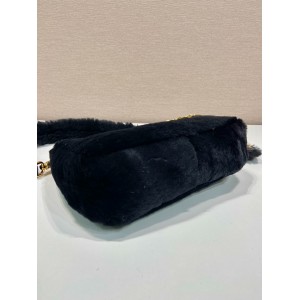 Prada Cornflower Prada Re-edition Shearling Mini-bag black Bags