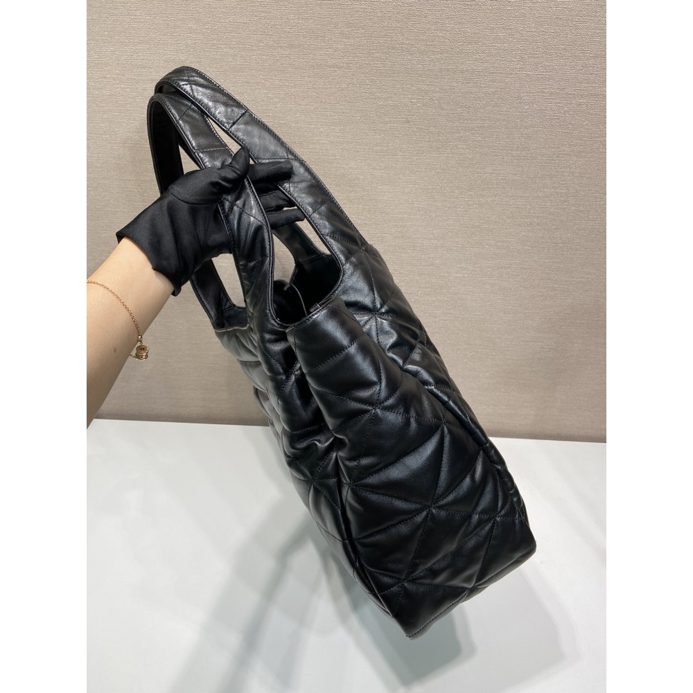 Prada Large Nappa Tote Bag Stitching Black 39x34x16cm Bags