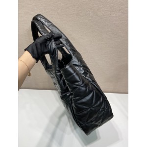 Prada Large Nappa Tote Bag Stitching Black 39x34x16cm Bags