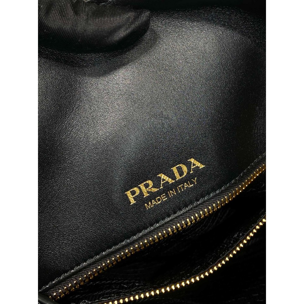 Prada Large Nappa Tote Bag Stitching Black 39x34x16cm Bags