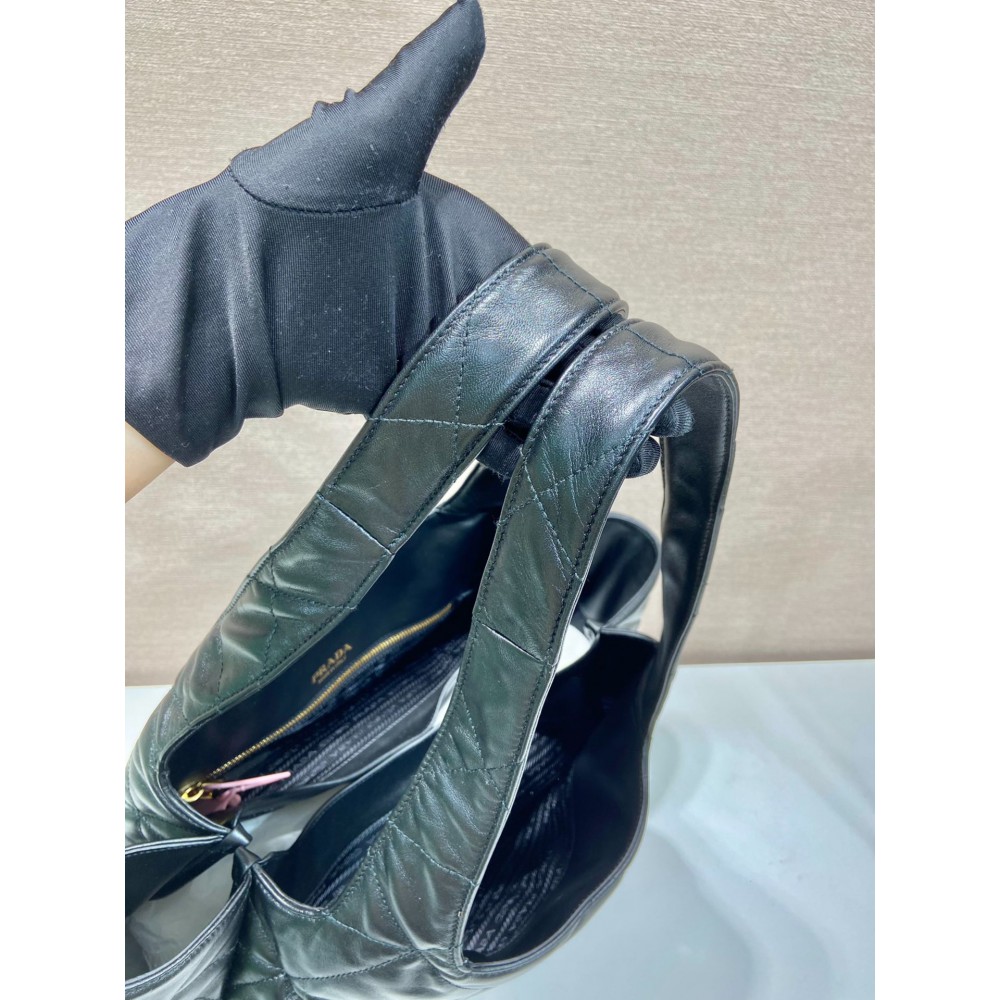 Prada Large Nappa Tote Bag Stitching Black 39x34x16cm Bags