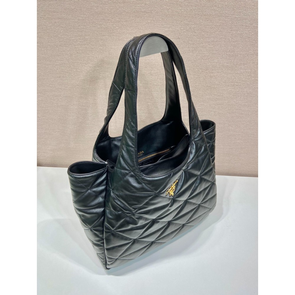 Prada Large Nappa Tote Bag Stitching Black 39x34x16cm Bags