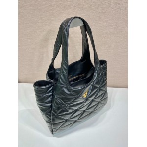 Prada Large Nappa Tote Bag Stitching Black 39x34x16cm Bags