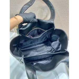 Prada Large Nappa Tote Bag Stitching Black 39x34x16cm Bags