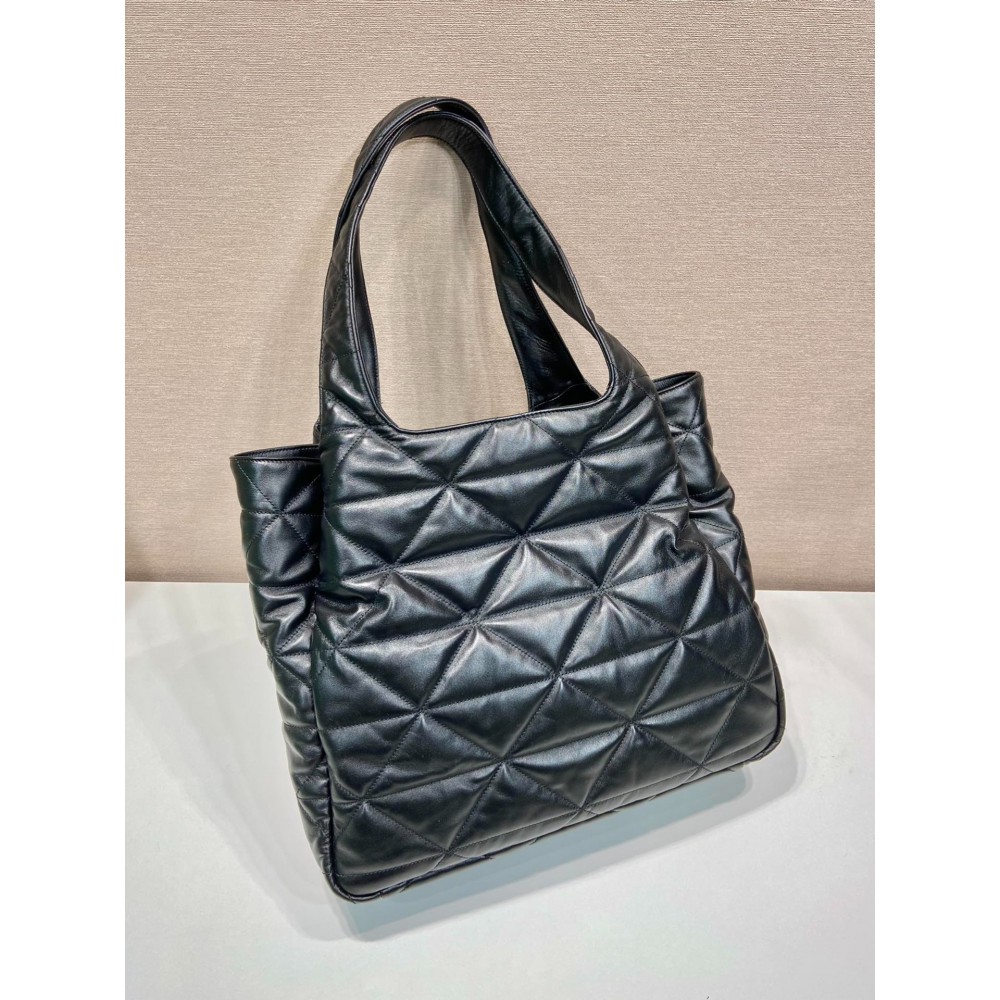 Prada Large Nappa Tote Bag Stitching Black 39x34x16cm Bags