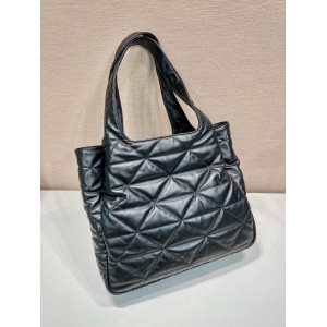 Prada Large Nappa Tote Bag Stitching Black 39x34x16cm Bags