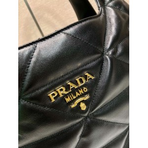 Prada Large Nappa Tote Bag Stitching Black 39x34x16cm Bags