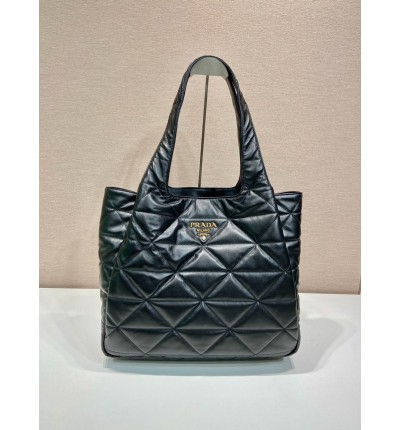 Prada Large Nappa Tote Bag Stitching Black 39x34x16cm