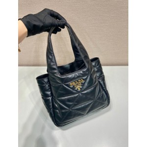 Prada Nappa Tote Bag Stitching Black 25x21.5x14cm Bags