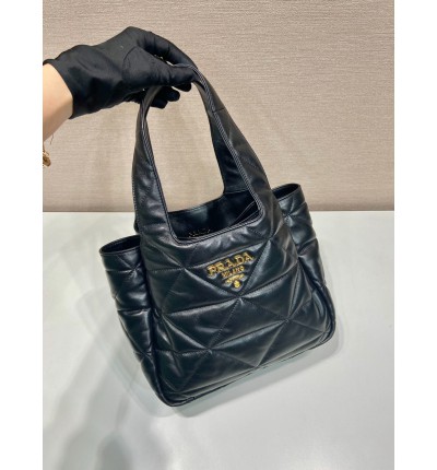 Prada Nappa Tote Bag Stitching Black 25x21.5x14cm