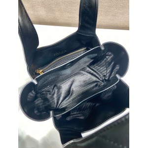 Prada Nappa Tote Bag Stitching Black 25x21.5x14cm Bags