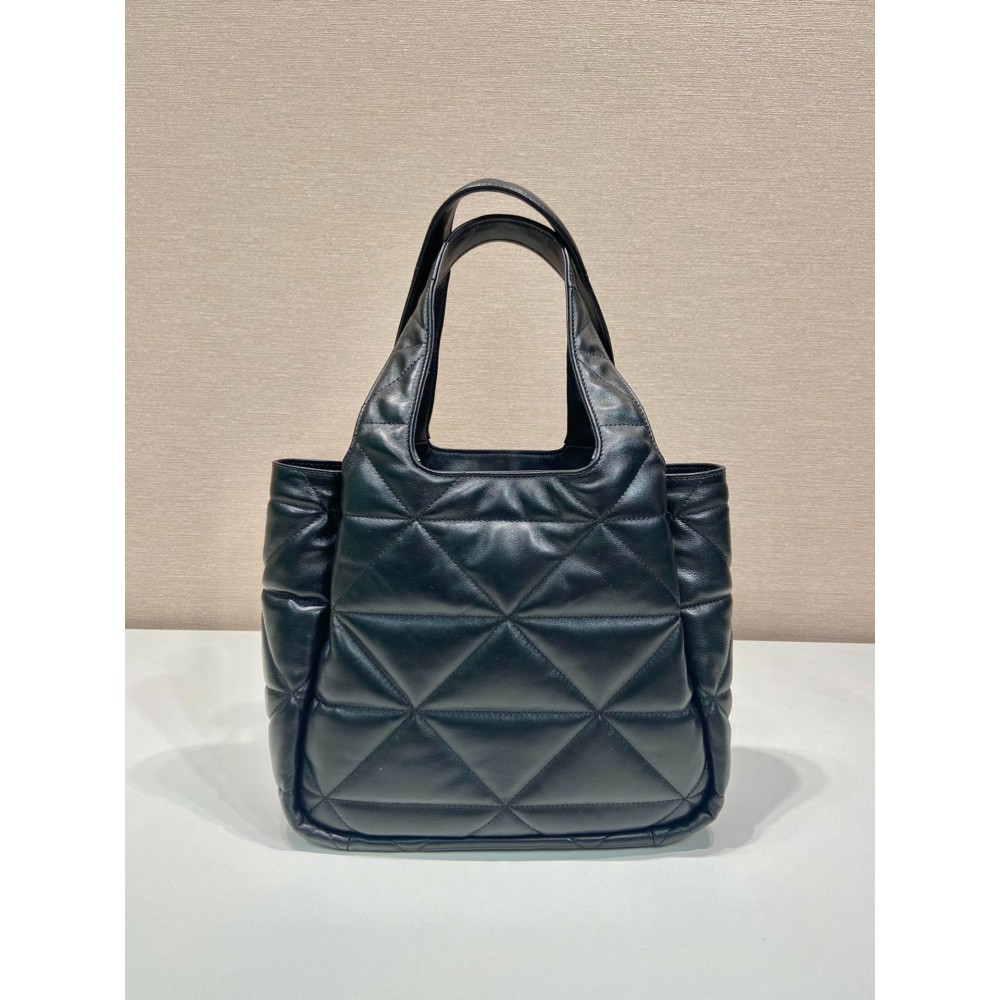 Prada Nappa Tote Bag Stitching Black 25x21.5x14cm Bags