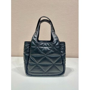 Prada Nappa Tote Bag Stitching Black 25x21.5x14cm Bags